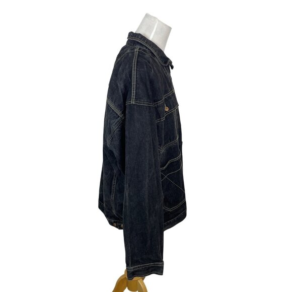Jordin Sportswear Mens Black Washed Denim Jacket With Pockets Sz 3X - Picture 2 of 8